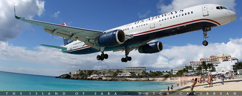 US Airways Landing at St. Maarten Dutch Caribbean